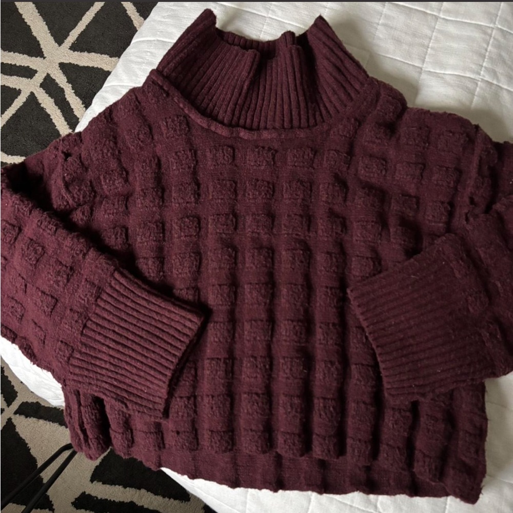 Free People burgundy mock neck sweater